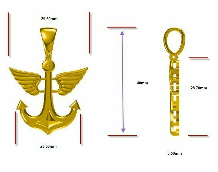 Genuine, Large Heavy 9ct 9kt Yellow, Rose or White Gold or Sterling Silver Large Solid Anchor Boat Pendant