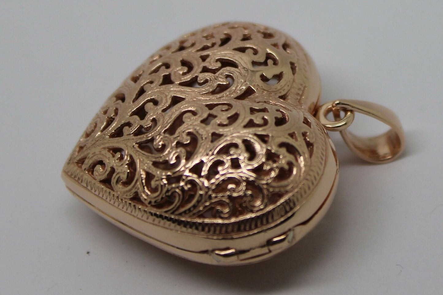 Kaedesigns, New Genuine 9ct 9kt Rose Gold Huge Filigree Heart Pendant Locket