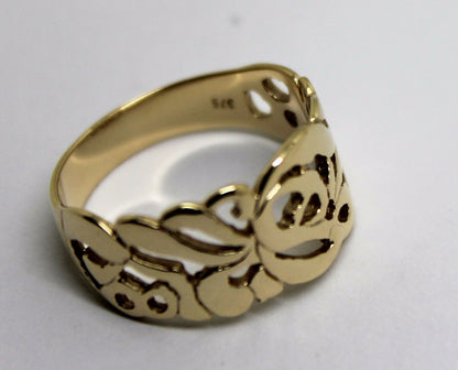 Size R, 8 5/8 Kaedesigns, New 9ct 9K 375 Genuine Yellow, Rose or White Gold Wide Flower Filigree Ring 278