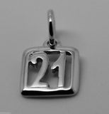 Kaedesigns Genuine 925 Sterling Silver Square shaped 21st Charm or Pendant
