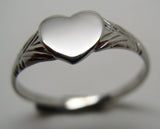 Kaedesigns, Genuine Solid 9ct 9kt 375 White Gold Heart Signet Ring Size S