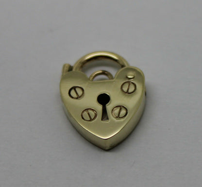 Genuine Small 13.5mm 9ct 9k Yellow Gold Screw Heart Pendant Padlock