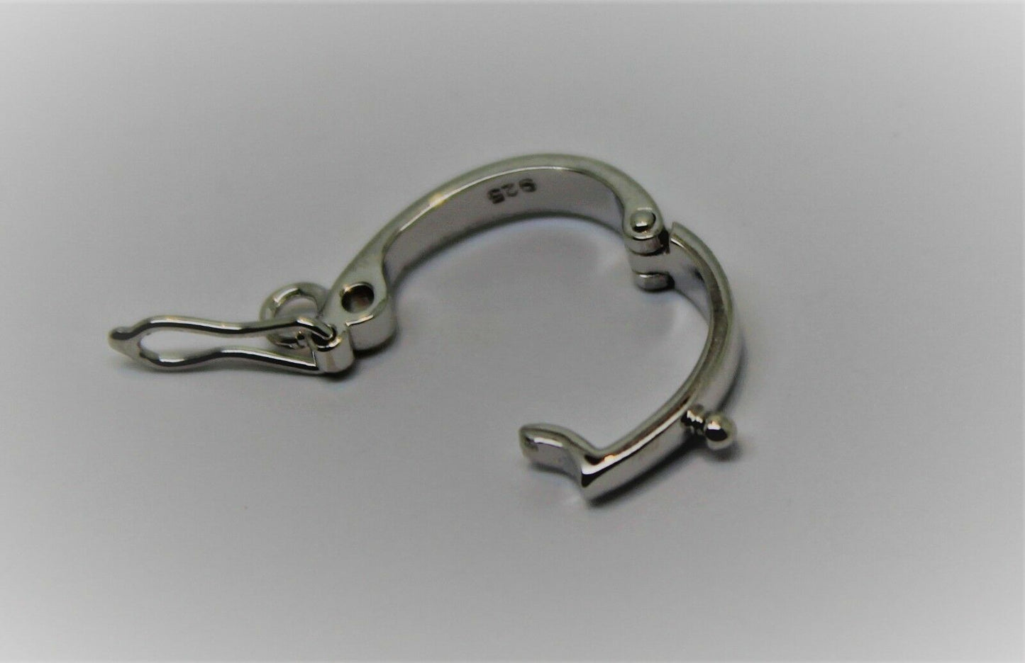 Sterling Silver 925 15mm Enhancer Bail Clasp jump ring & safety latch