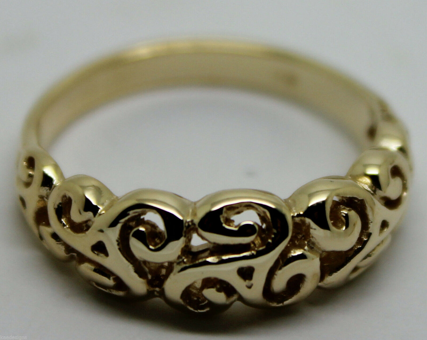 Kaedesigns, New Genuine 9ct 9kt Yellow, Rose or White Gold Solid Swirl Filigree Ring 358