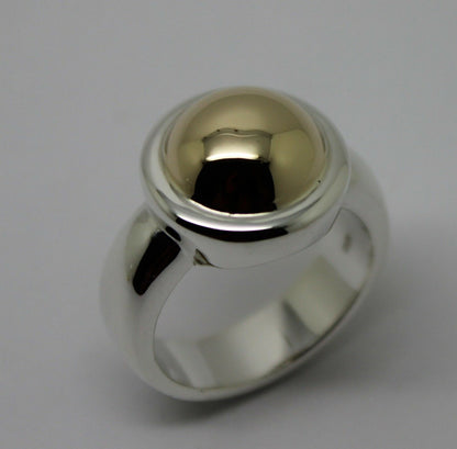 Size Q 1/2  Kaedesigns New Genuine Sterling Silver & 9ct Yellow Gold Half Ball Ring