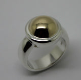 Size M Kaedesigns New Genuine Sterling Silver & 9ct Yellow Gold Half Ball Ring