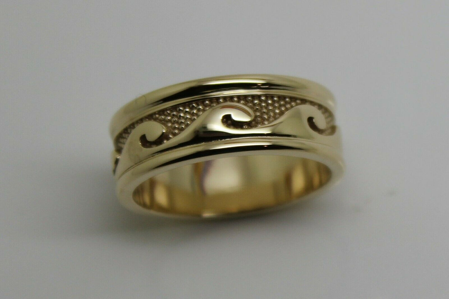 Kaedesigns New Size U Genuine Heavy 9ct 9k Yellow, Rose or White Gold Mens Surf Wave Ring