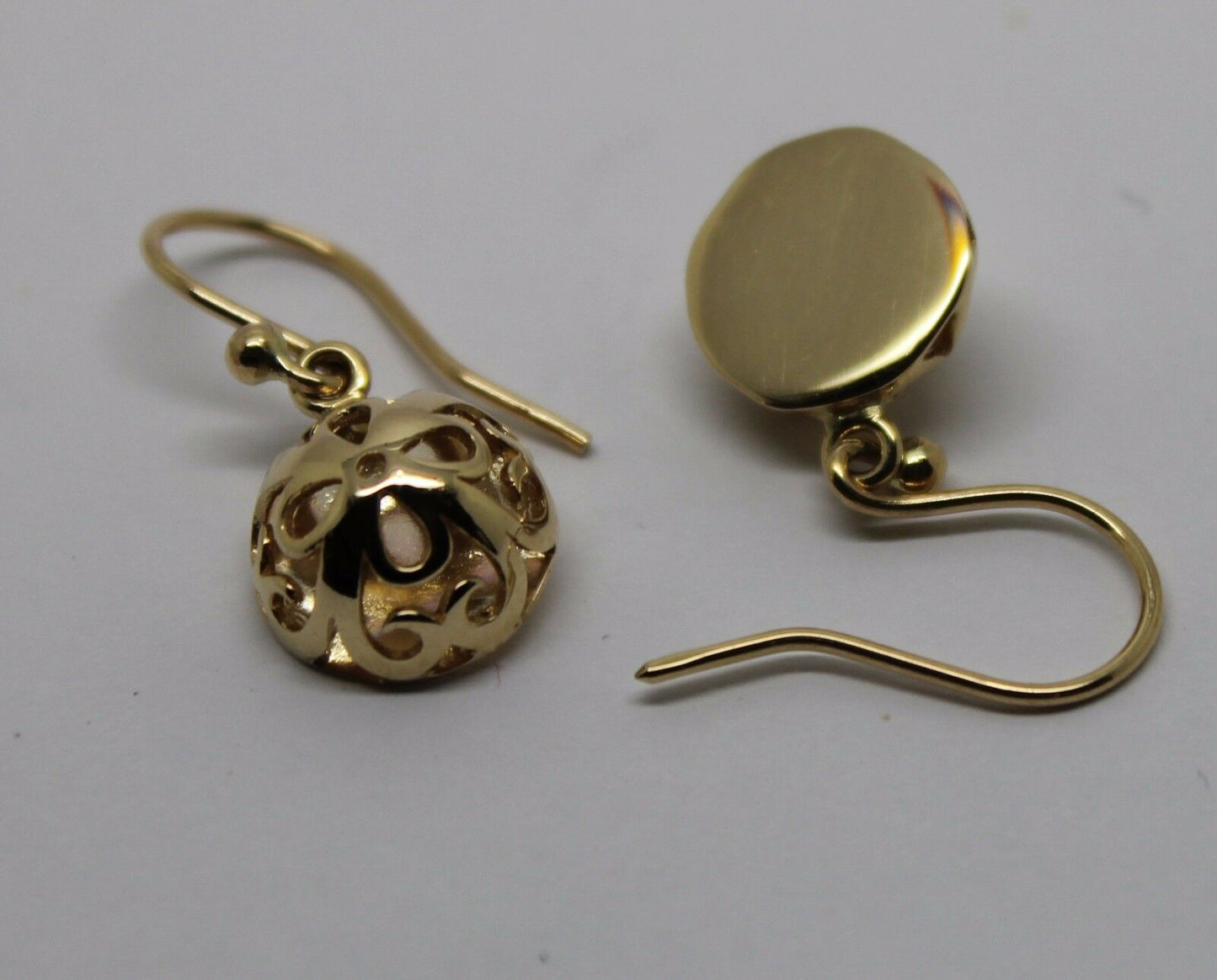 Genuine 9ct Yellow or White or Rose Gold 12mm Half Ball Filigree Hook Flower Earrings