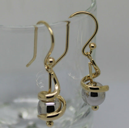 Kaedesigns New 9ct 9k Yellow & White Gold 8mm Swirl Ball Earrings