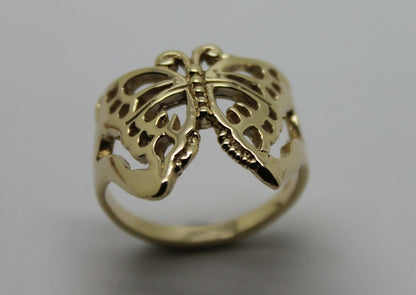 Solid 9ct White Or Rose Or Yellow Gold Large Butterfly Ring Choose Size 236