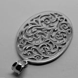 Kaedesigns Genuine Heavy Solid Sterling Silver 925 Large Oval Filigree Pendant
