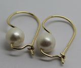 Genuine 9ct 9k Yellow, Rose or White Gold 8mm White Pearl Hook Earrings