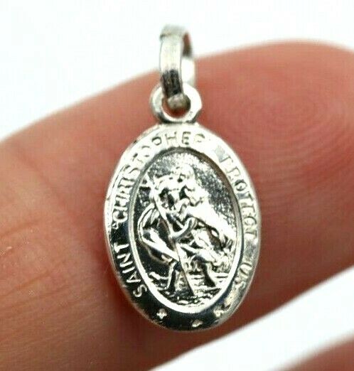 Sterling Silver or Gold Plated Small St Christopher Pendant or Charm Travel Saint