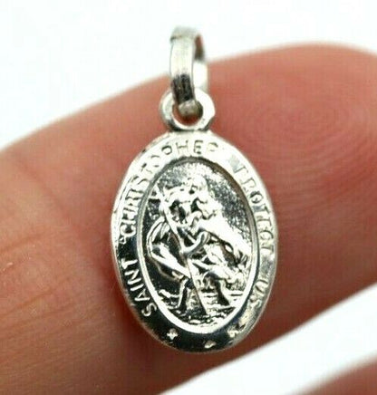 Sterling Silver or Gold Plated Small St Christopher Pendant or Charm Travel Saint