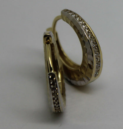 Kaedesigns, Genuine New 9ct Yellow Gold Hoop Cz Earrings