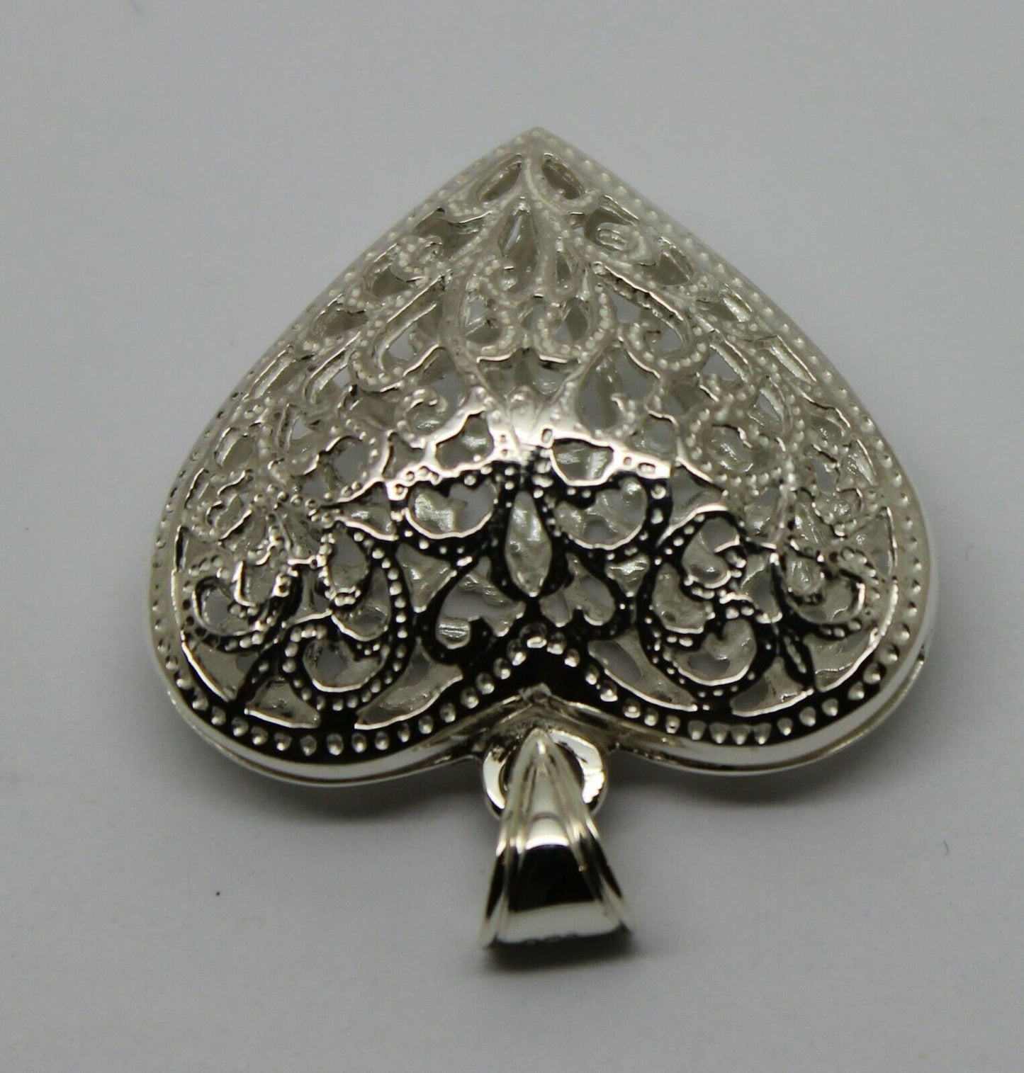 Genuine Sterling Silver Huge Heavy Large Filigree Heart Pendant