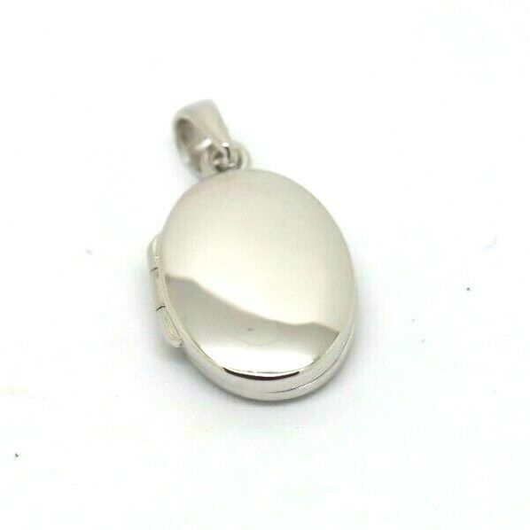 Sterling Silver Small Oval Locket Pendant With 2 Photos