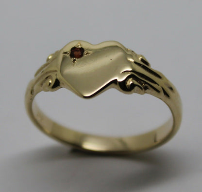 Size 6 / M 231 July Birthstone 9ct Yellow, Rose or White Gold 375 Red Ruby Stone Heart Signet Ring