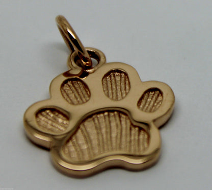 Small 9ct Yellow or Rose or White Gold Dog Animal PAW Pendant or Charm Shield