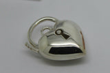 Genuine Heavy Sterling Silver Bubble Heart Padlock Pendant 19mm