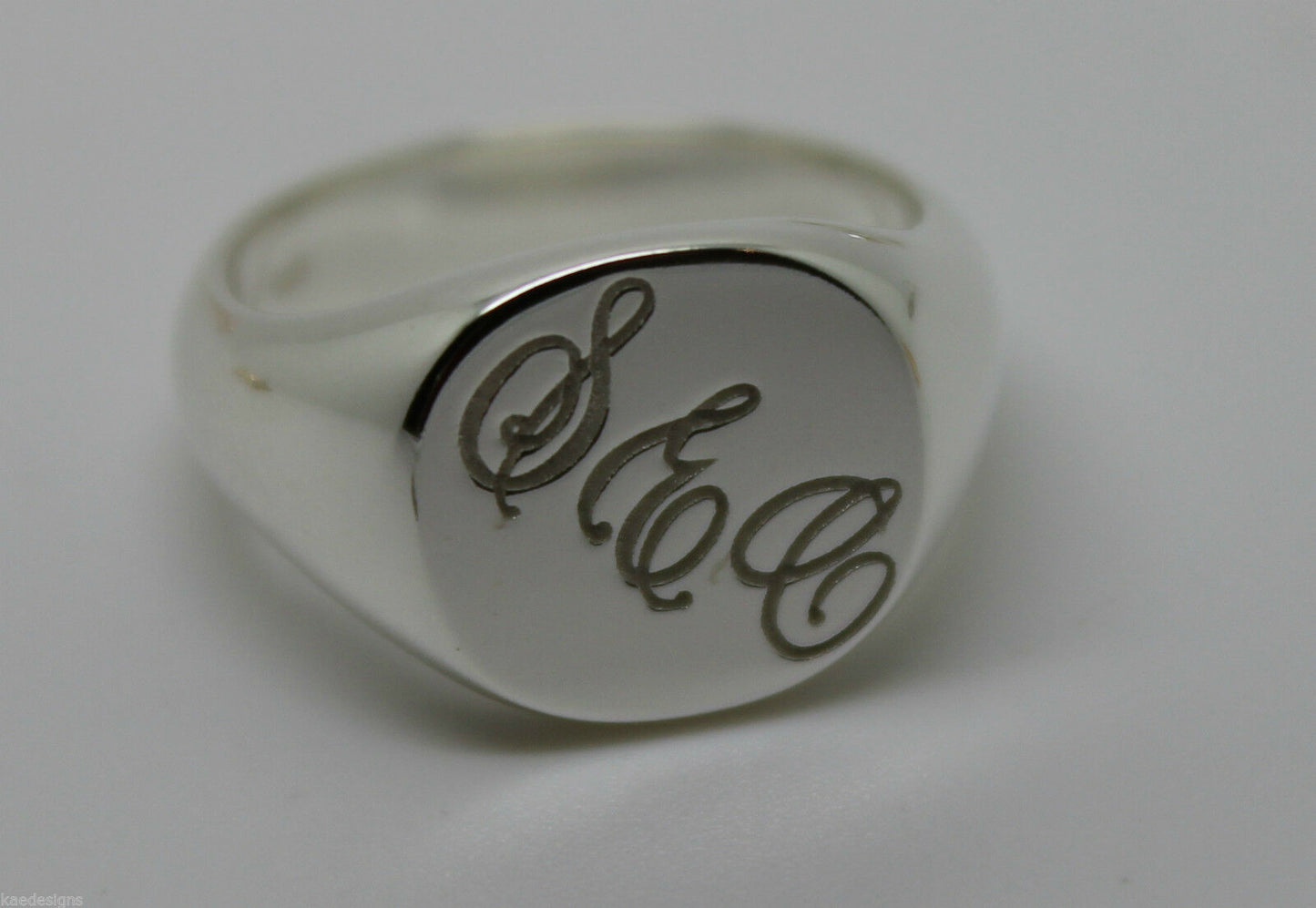 Genuine Solid New Sterling Silver Oval Signet Ring Engraved With Your Initials.