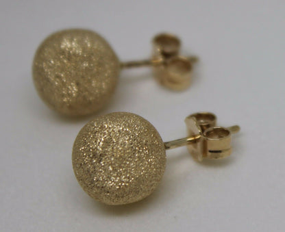 Genuine 9ct 9k Yellow, Rose or White Gold 10mm Frosted Stud Ball Earrings