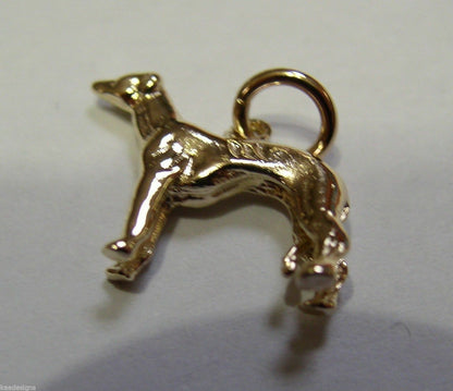 Kaedesigns, 3D 9ct Yellow Or Rose Or White Gold Greyhound Dog Charm Or Pendant