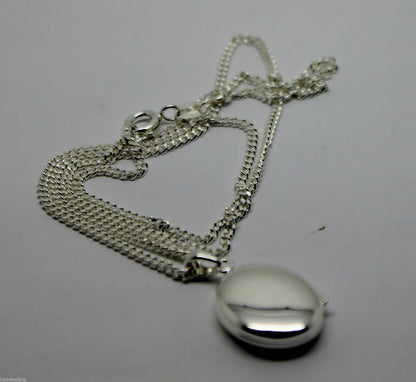 Sterling Silver Oval Locket Pendant 2 Photos & 55cm Silver Chain