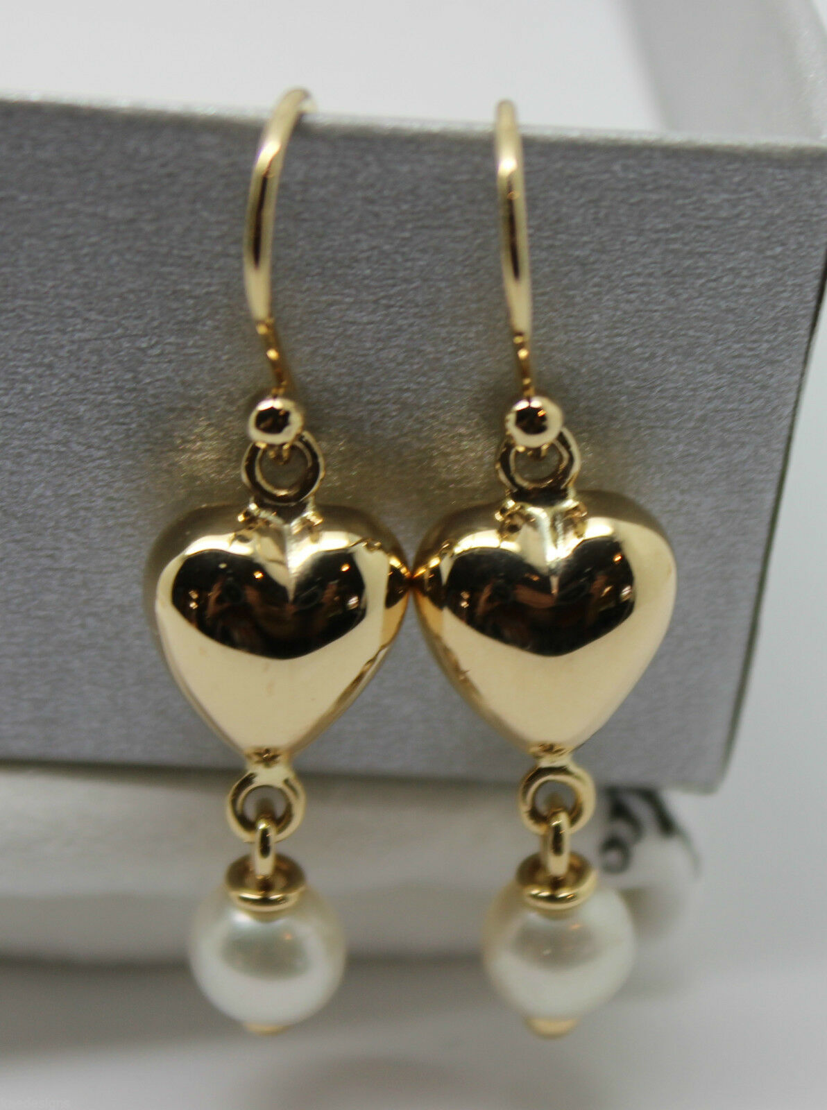 Kaedesigns, New 9ct 9k Yellow Gold Or White Gold Or Rose Gold Heart Pearl Earrings