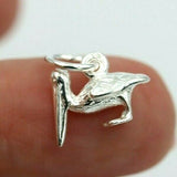 Sterling Silver Small Pelican Bird Charm or Pendant + jump ring