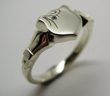Genuine Solid 9ct 9kt White Gold Shield Signet Ring With Your Choice Of Gemstone