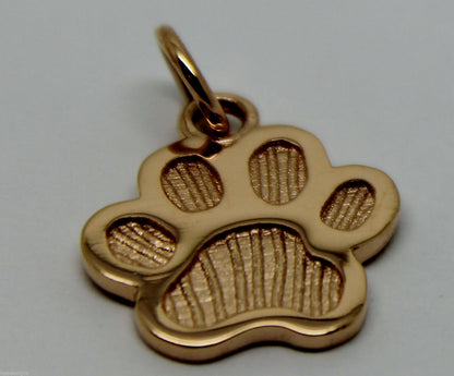 Small 9ct Yellow or Rose or White Gold Dog Animal PAW Pendant or Charm Shield