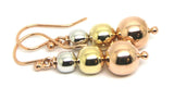 Genuine 3 Ball Three Tone 9ct Rose, Yellow & White Gold Ball Drop Ball Earrings