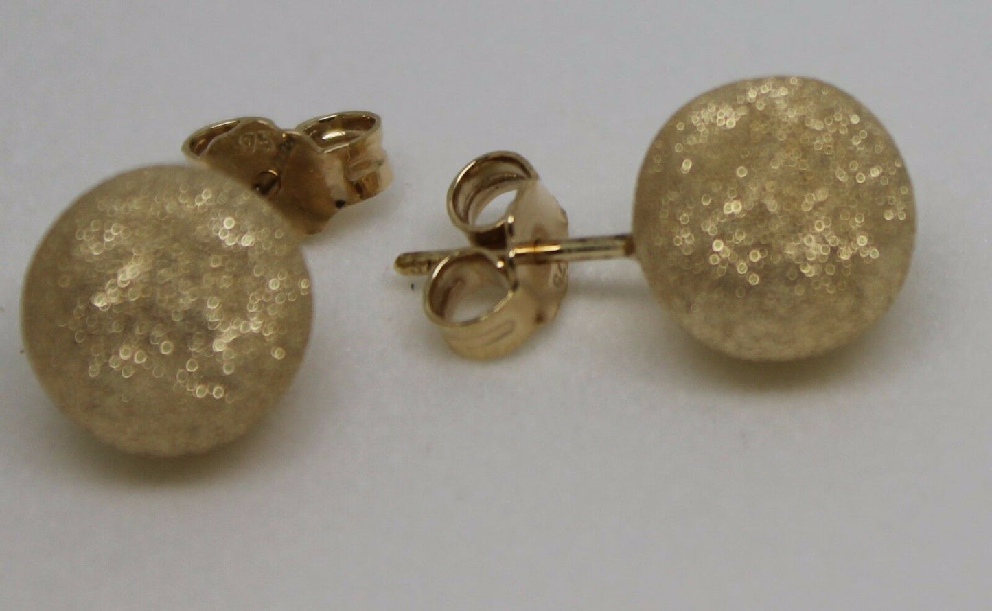 Genuine 9ct 9k Yellow, Rose or White Gold 10mm Frosted Stud Ball Earrings