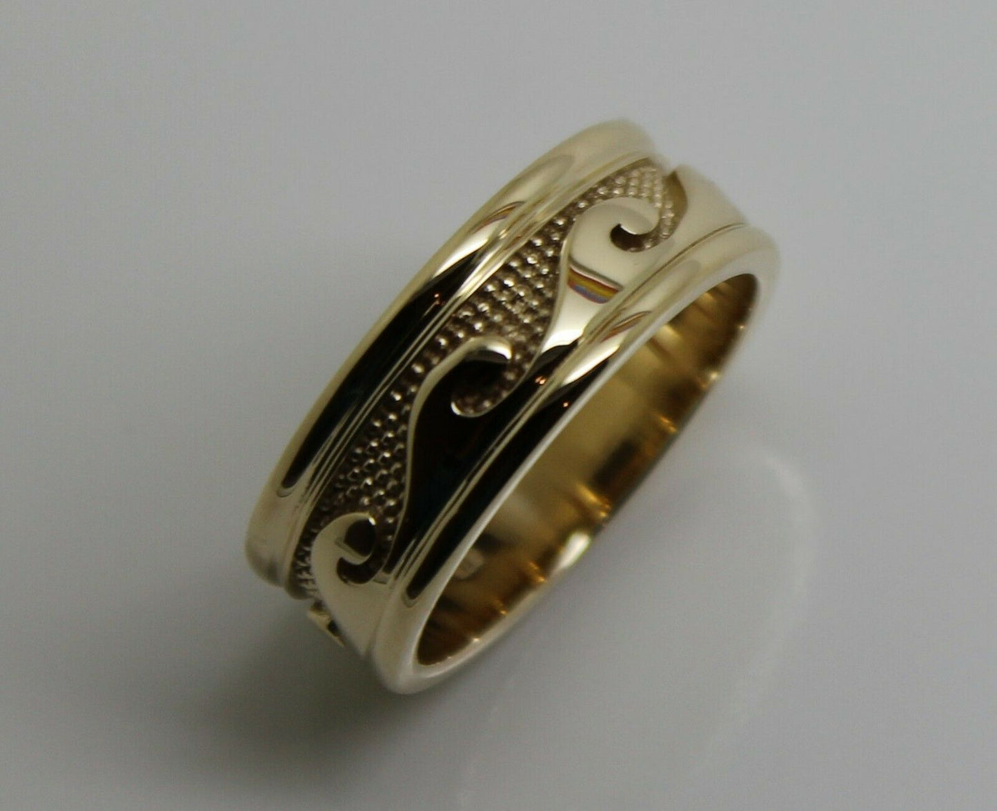 Kaedesigns New Size U Genuine Heavy 9ct 9k Yellow, Rose or White Gold Mens Surf Wave Ring