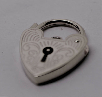 Genuine 15mm Sterling Silver 925 Engraved Heart Padlock Locket