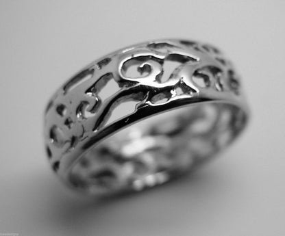 Kaedesigns Genuine Wide Sterling Silver 925 Filigree Vine Ring 235