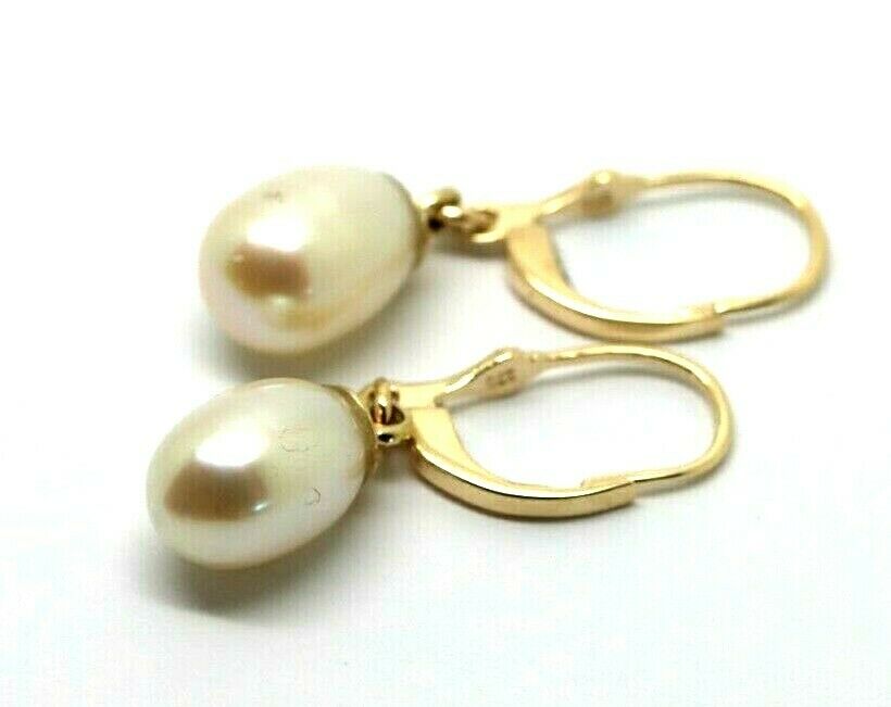 Genuine 9ct Yellow, Rose or White Gold 11mm Oval Continental Hooks Freshwater Pearl Ball Earrings