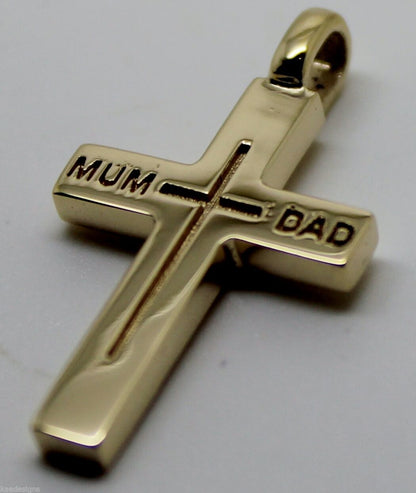 Kaedesigns New 375 9ct Yellow or Rose or White Gold Love Mum & Dad Cross Pendant