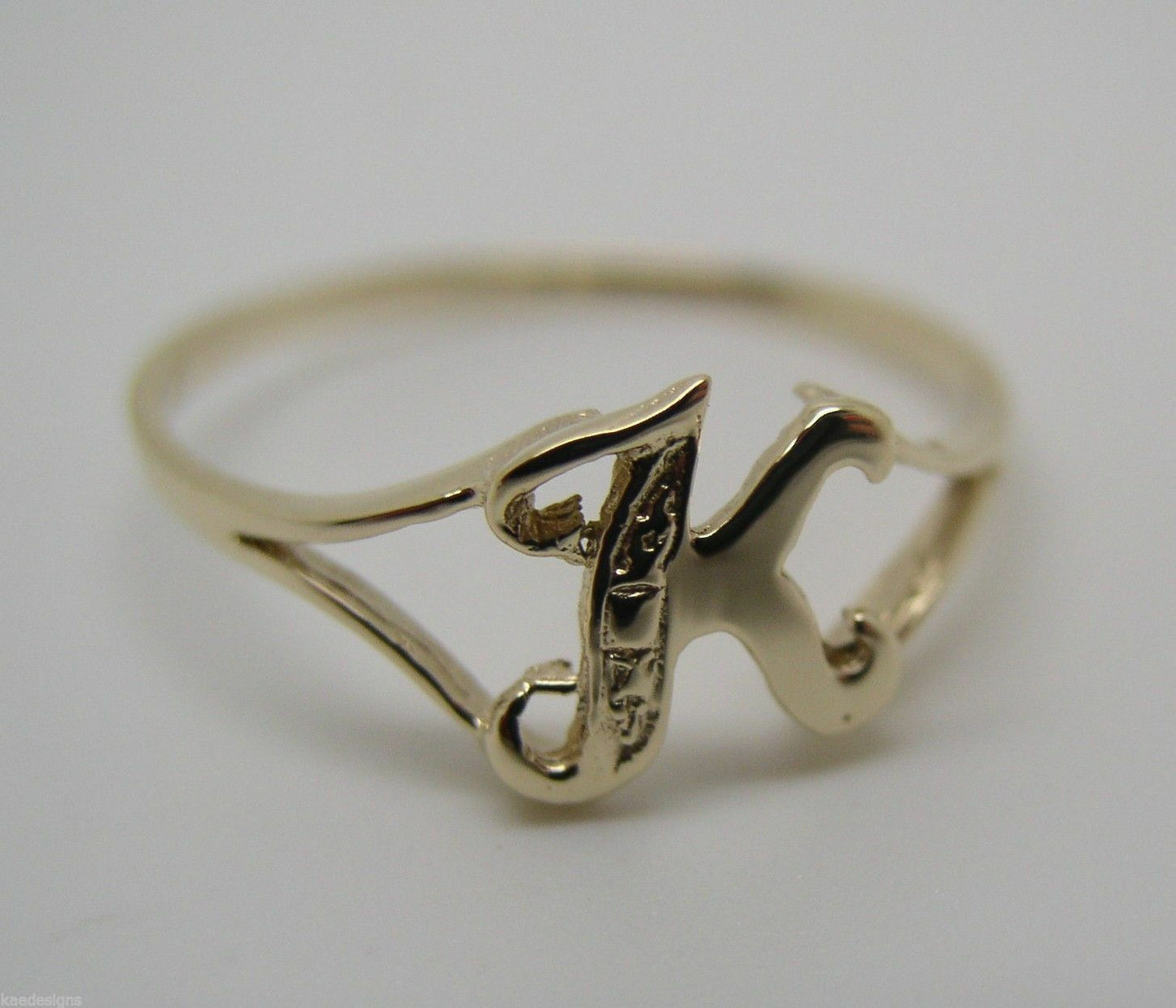 Genuine Delicate 9ct 375 Yellow, Rose or White Gold Initial Ring K