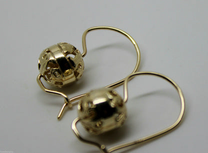 Kaedesigns 9ct Yellow, Rose or White  Gold 8mm Euro Ball Drop Filigree Earrings