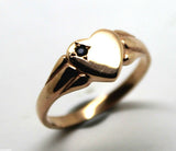 Size J, 9ct Heart Yellow, Rose or White Gold Blue Sapphire Shield Signet Ring