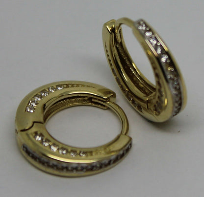 Kaedesigns,Genuine New 9ct Yellow Gold Hoop Cz Earrings