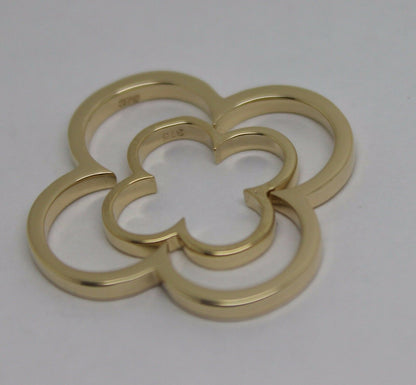 New Genuine Solid 9ct 9kt Yellow, Rose or White Gold Small And Large Four Leaf Clover Pendant