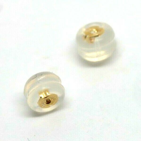 18ct Yellow Gold or White Gold  Disc Silicone Butterfly Small Earring Backs (light weight)