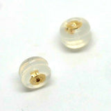 18ct Yellow Gold or White Gold  Disc Silicone Butterfly Small Earring Backs (light weight)