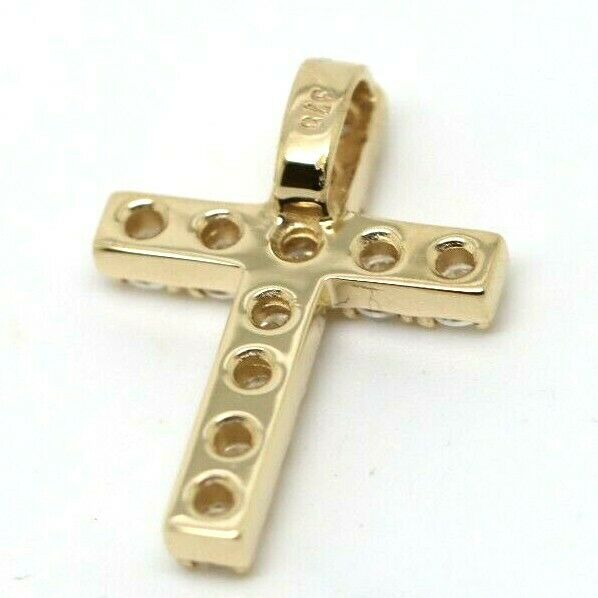 Genuine 9ct 9k Hallmarked 375 Yellow Gold Cubic Cross Pendant