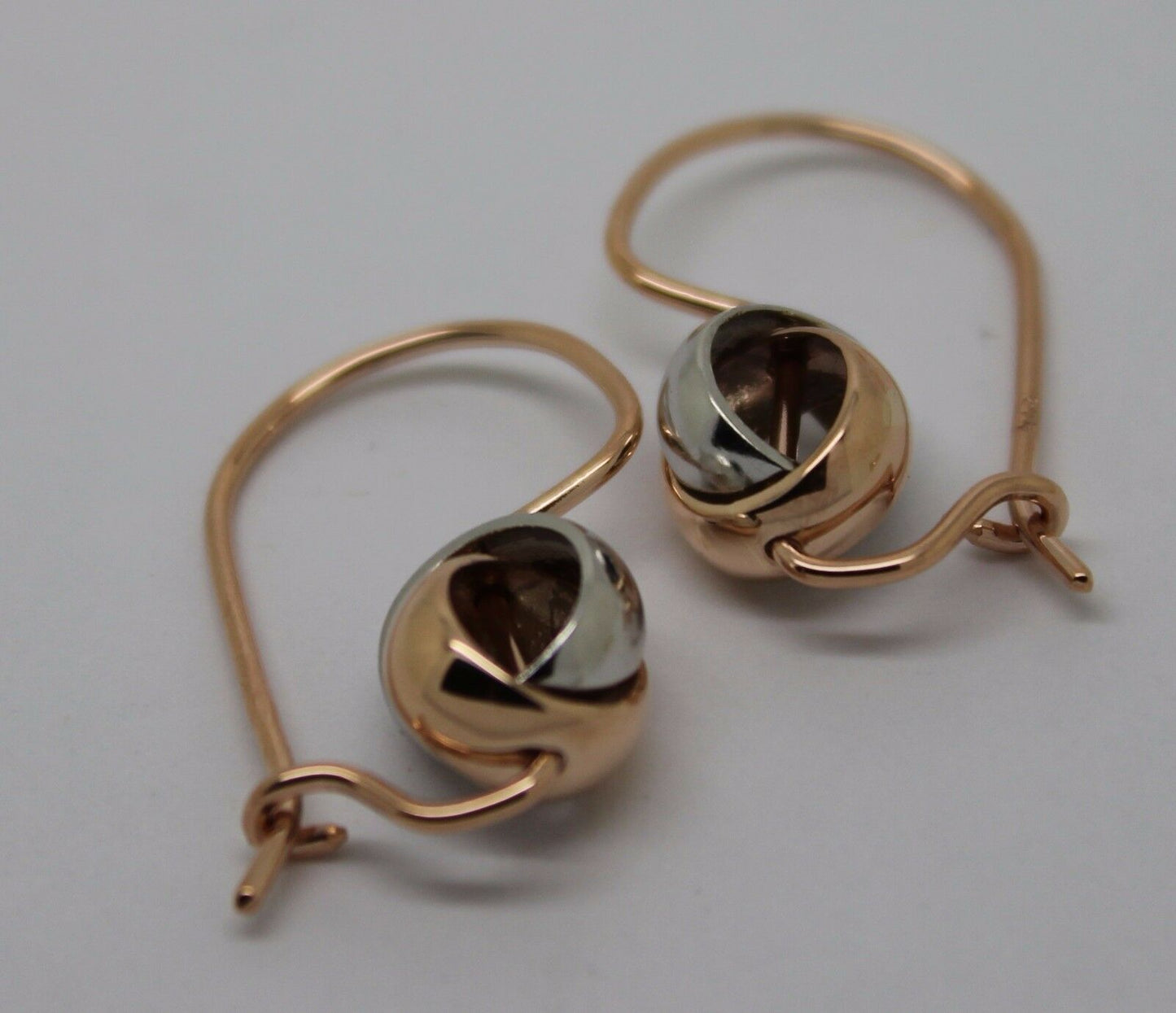 Kaedesigns New Genuine 9ct 8mm Rose & White Gold Belcher Spinning Earrings