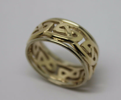 Size Z + 2 Genuine Heavy Solid 9ct Yellow & White Gold 12mm Large Celtic Ring