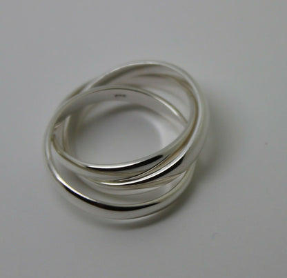 Sterling Silver Size O 1/2 Russian Wedding Band Ring, 3mm wide x 3 bands